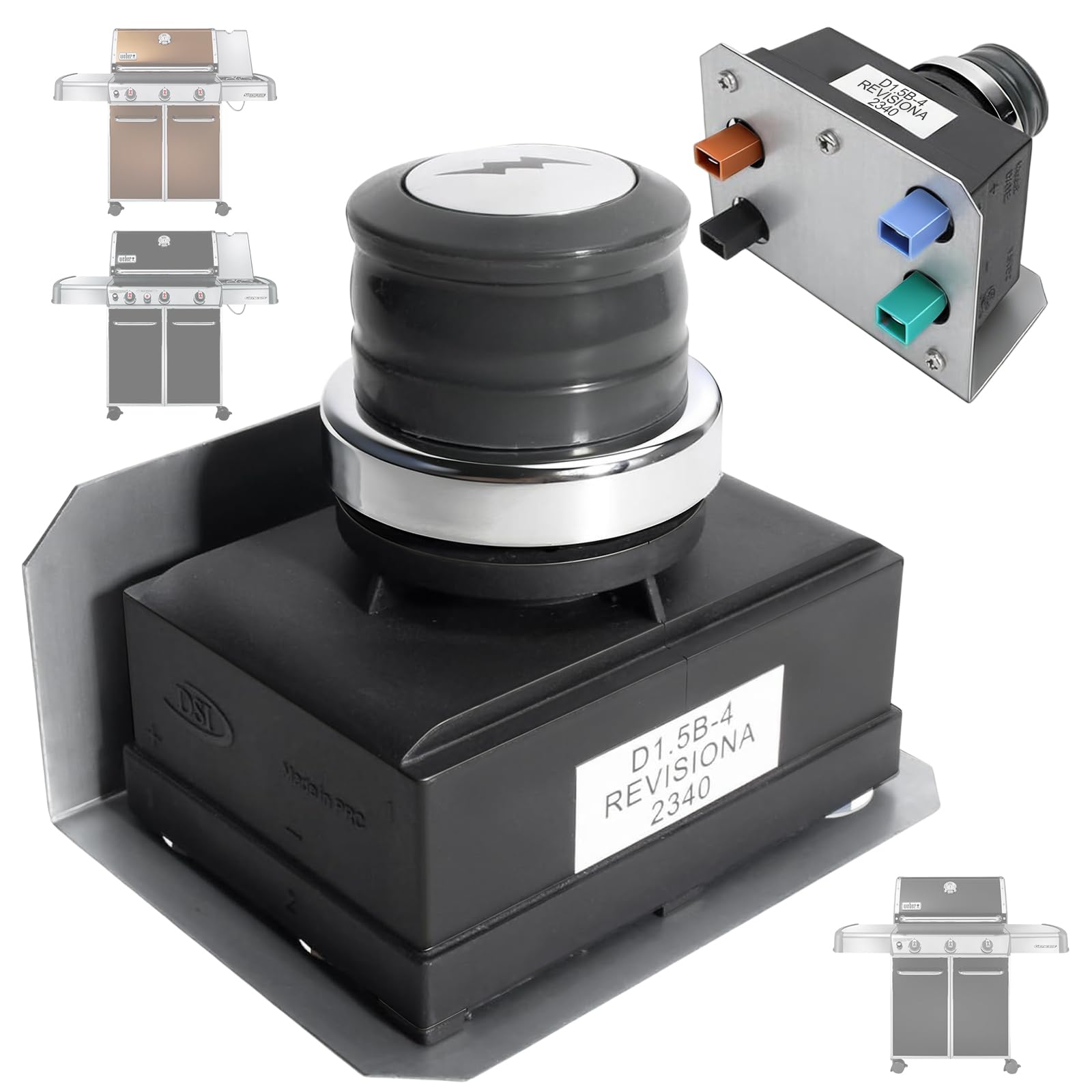 PETKAO Genesis igniter four-outlet front-panel for Weber grills enables quick starts.