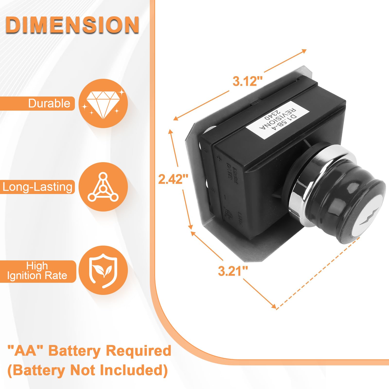 PETKAO Genesis igniter gray button ergonomic design for comfortable use.