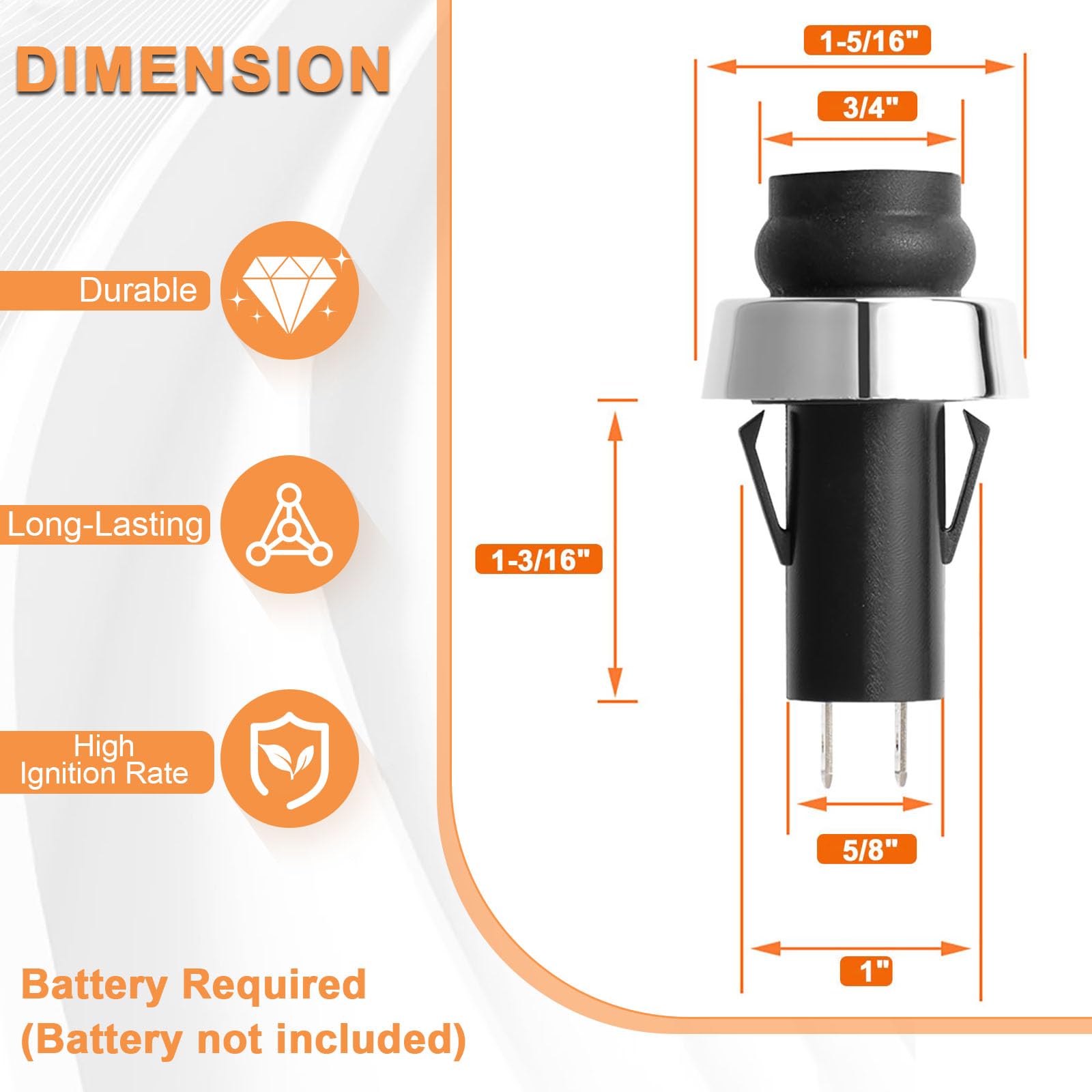 PETKAO ignition switch button features chrome finish and durable action
