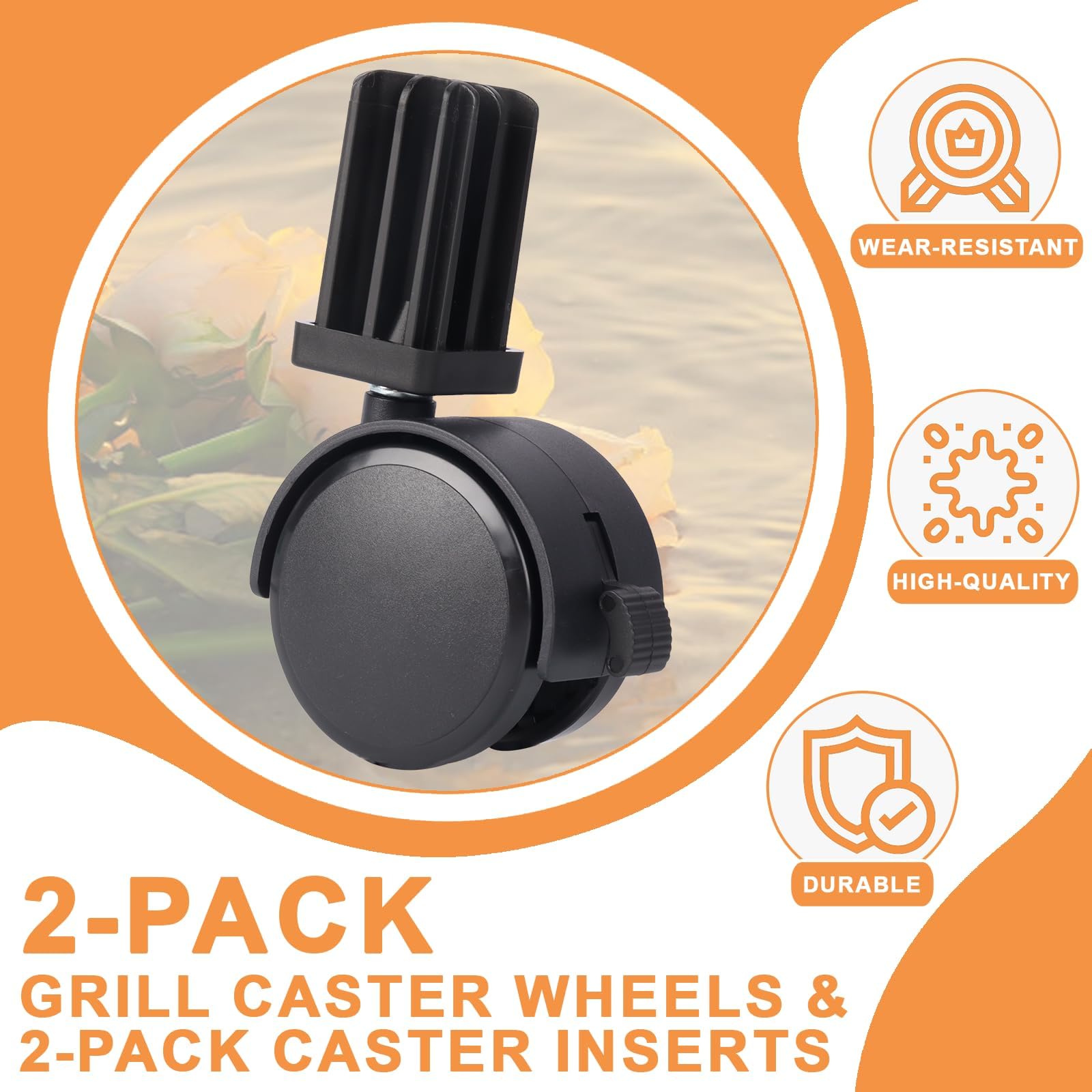 PETKAO Weber Genesis-compatible wheels; two-pack for easy replacement and mobility.