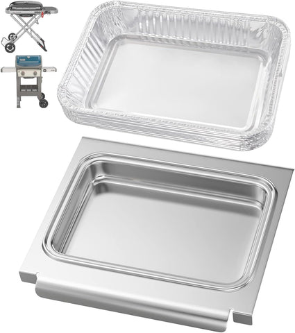 PETKAO Weber GS4 Spirit II catch pan in stainless steel for quick cleanup.