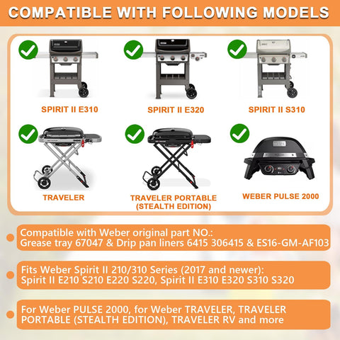 PETKAO Spirit II 210-310 tray shows precise fit for Weber grills.