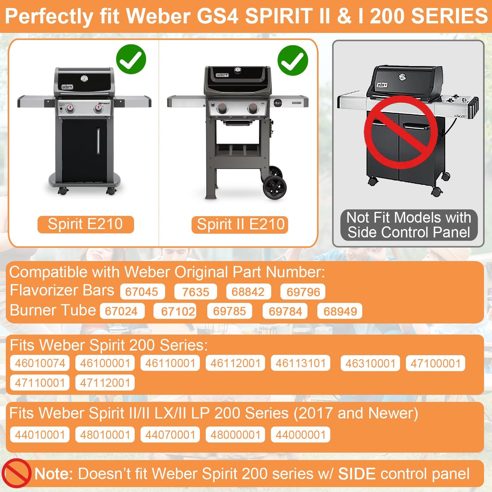 PETKAO Weber Spirit II burner tubes set provides reliable flame control during grilling.