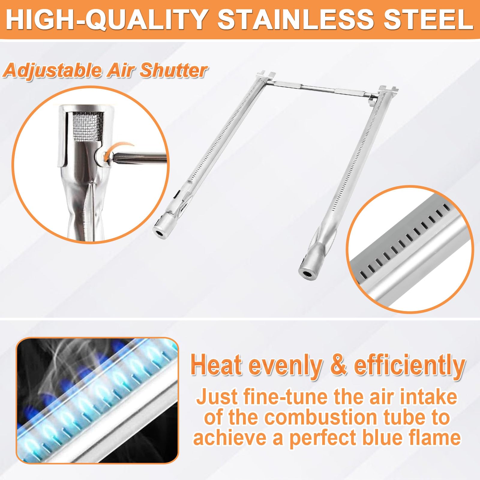 PETKAO Weber Spirit II flavorizer bars with snowflake design for clearer flame observation.