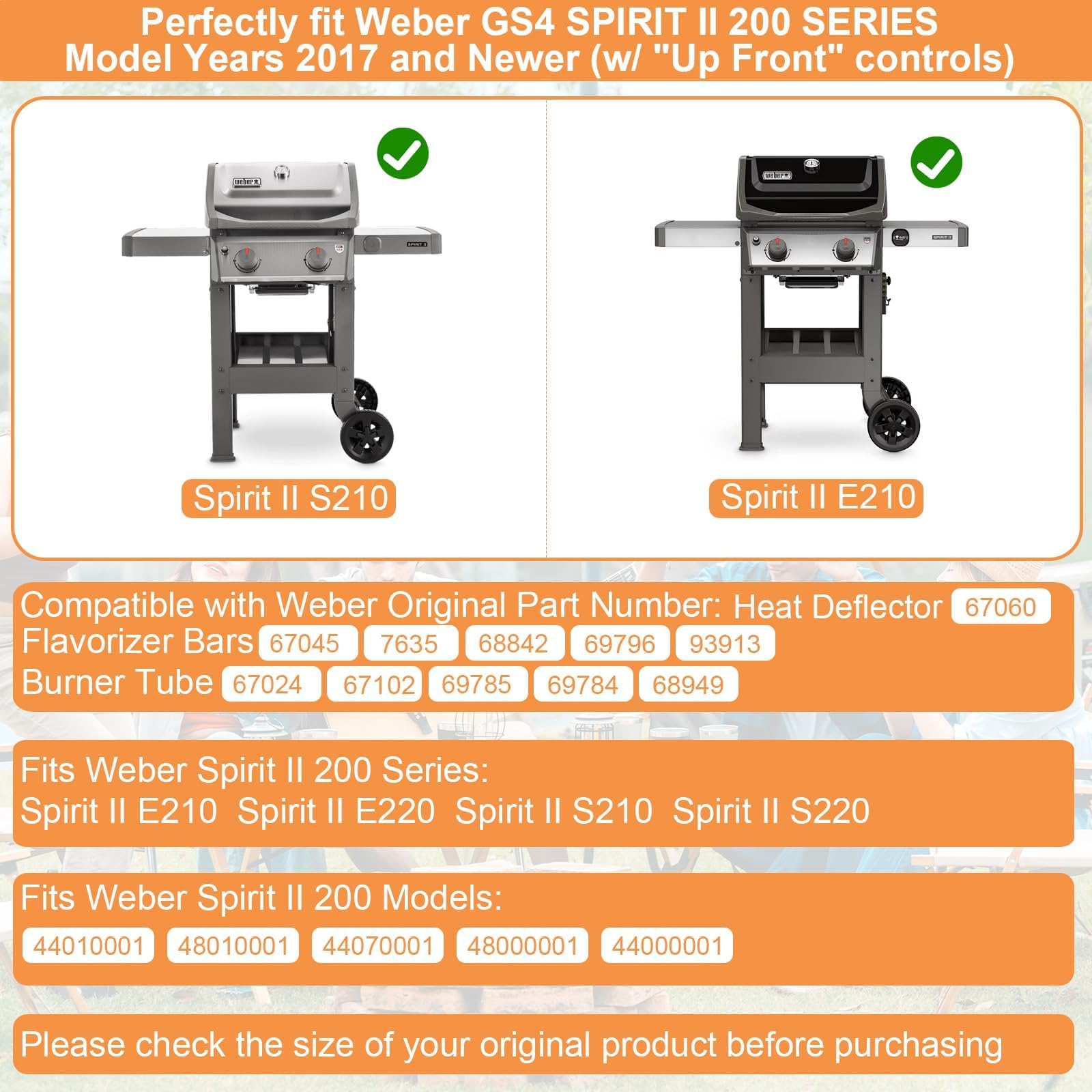 PETKAO Weber Spirit II main burner tubes ensure reliable ignition and steady heat output.