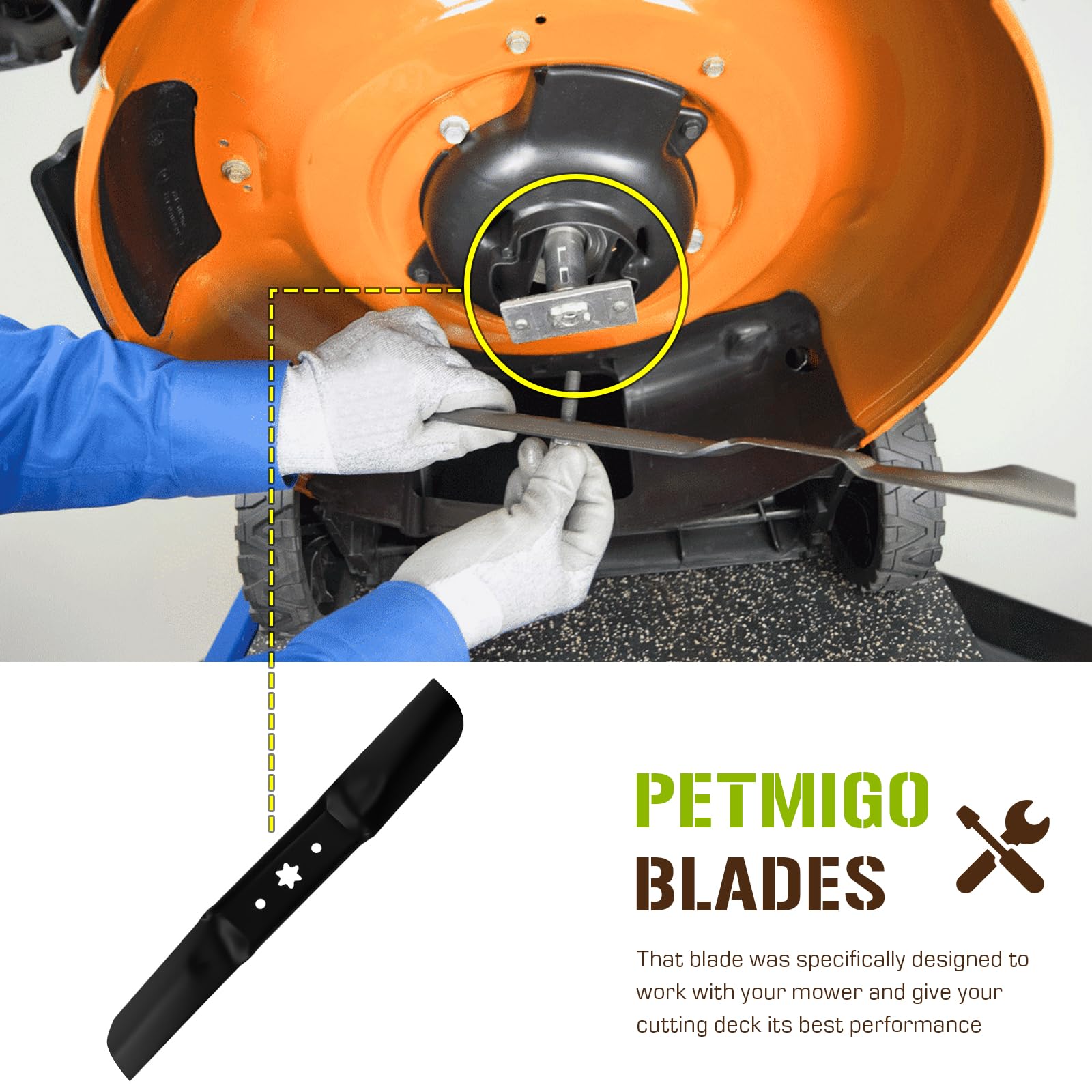 PetMigo 54-inch deck high lift blade pack delivers sharp, consistent cuts.