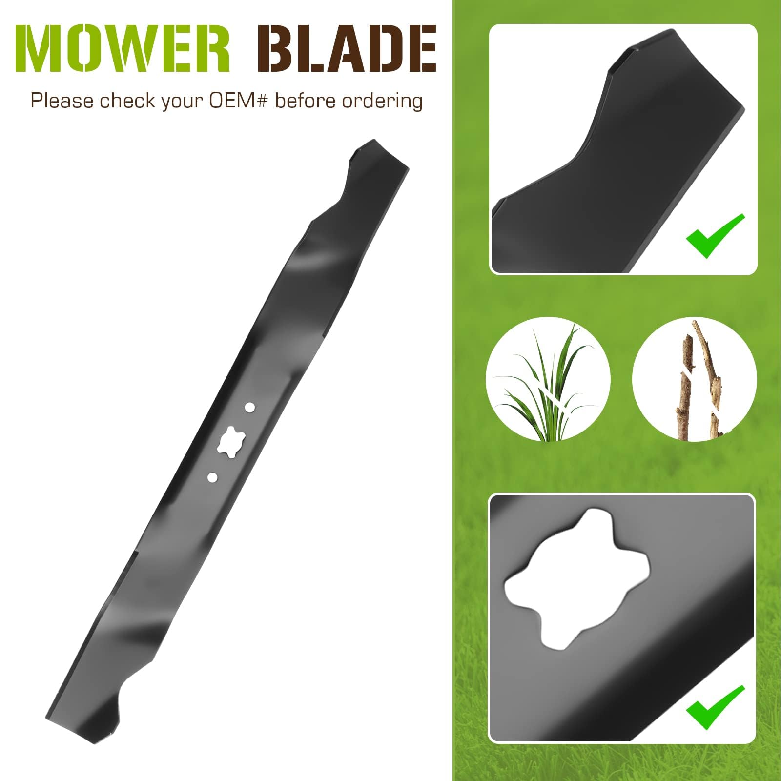 PetMigo 742-0641 3-in-1 blade enables mulching, discharge, and bagging.