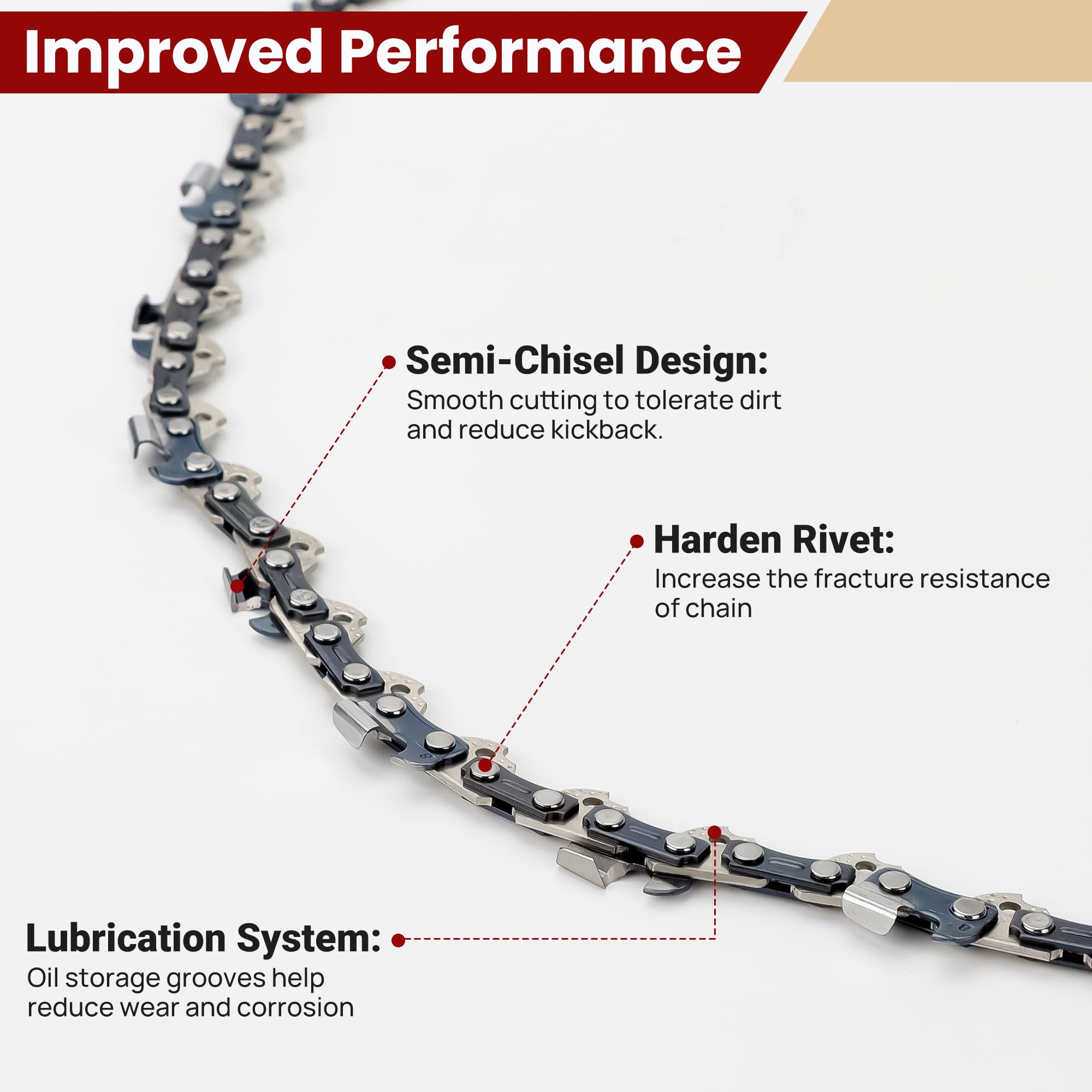 Hardened rivets on PETOX chain for strong, lasting connection