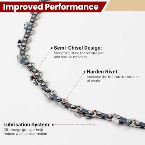 PETOX chain includes protective oil and lubrication holes for longevity.