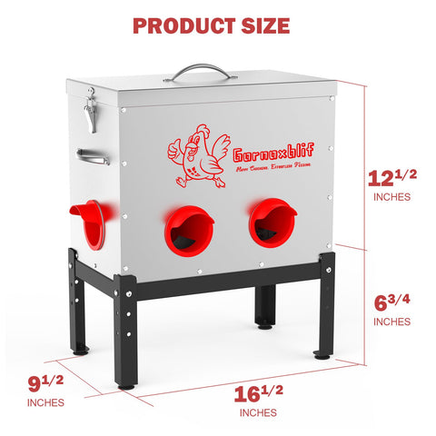 Petpvilit 40 lb feeder side view showing six-port layout for easy access