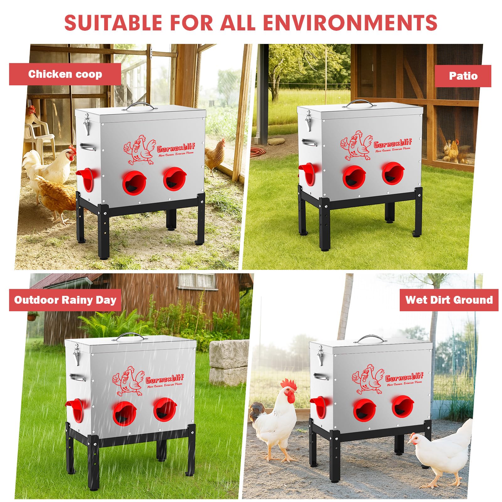 Petpvilit locking lid and adjustable legs fit outdoor coops