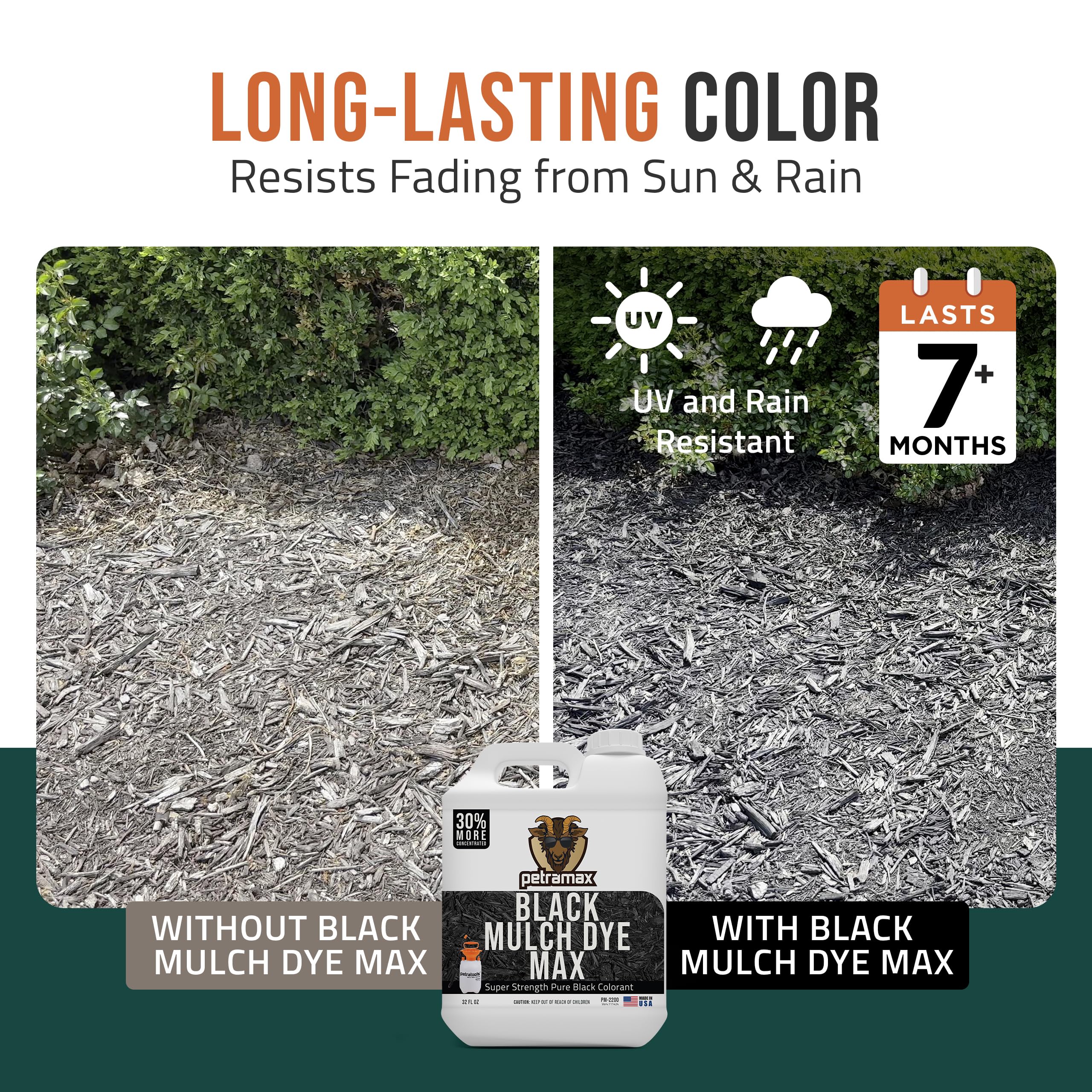 Petra Black Mulch Dye applied to rubber mulch border for renewed vibrancy.