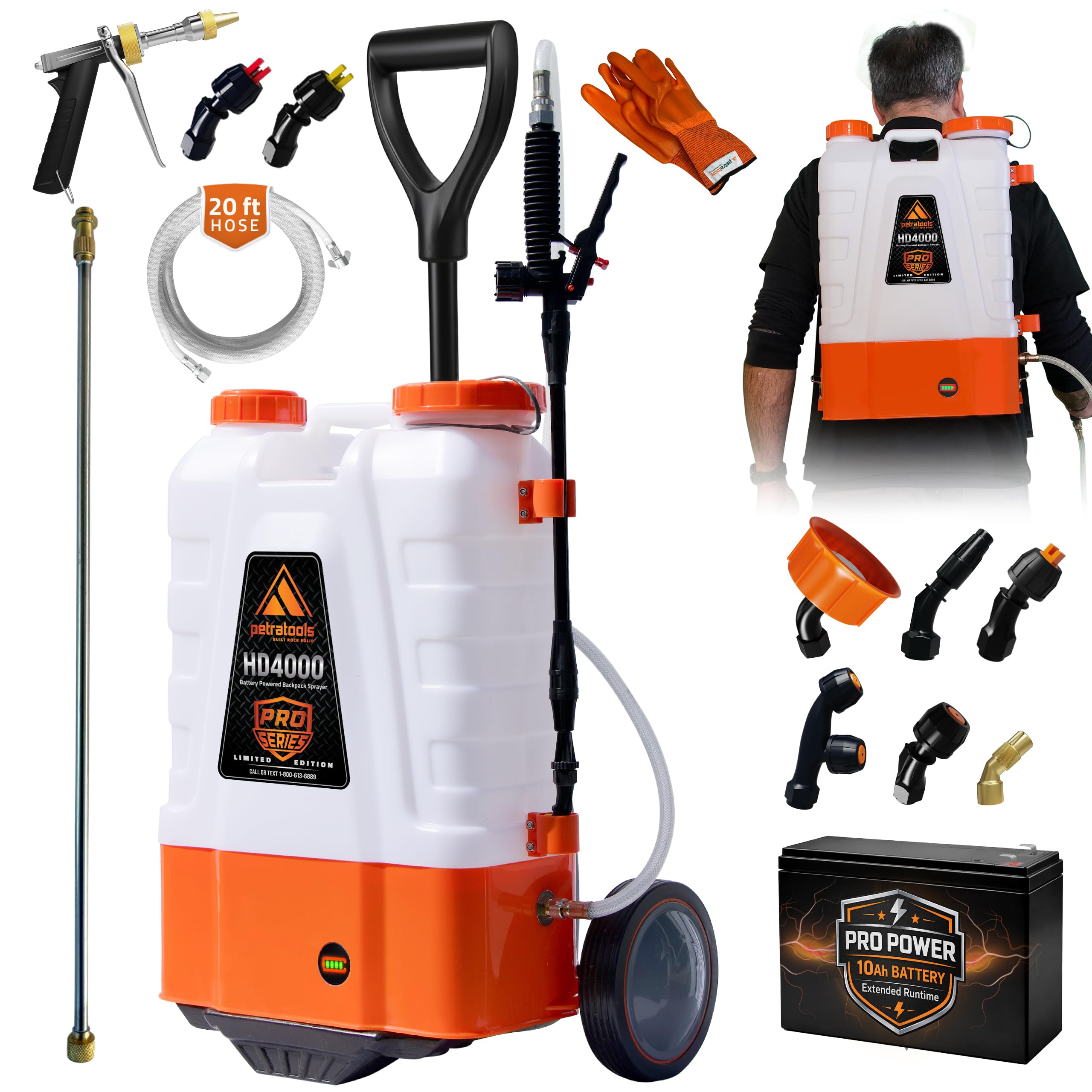 Petra HD4000 backpack sprayer with comfortable back harness for all-day use.