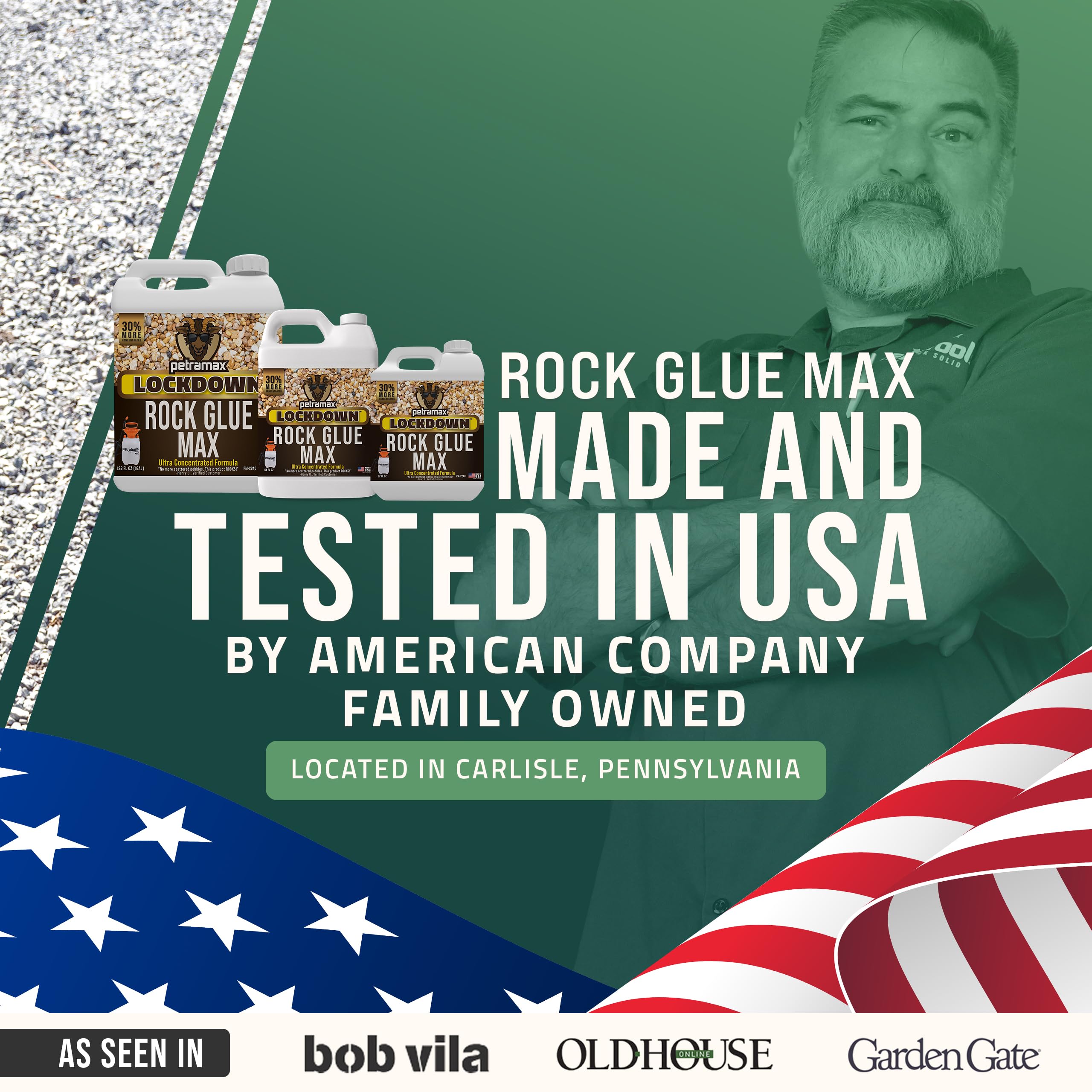 Petra Max clear gravel binder demonstrates wide coverage across gravel and decomposed granite surfaces.