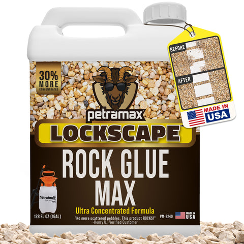 Petra Max Rock Glue bottle shown for reliable outdoor binding of rocks and gravel