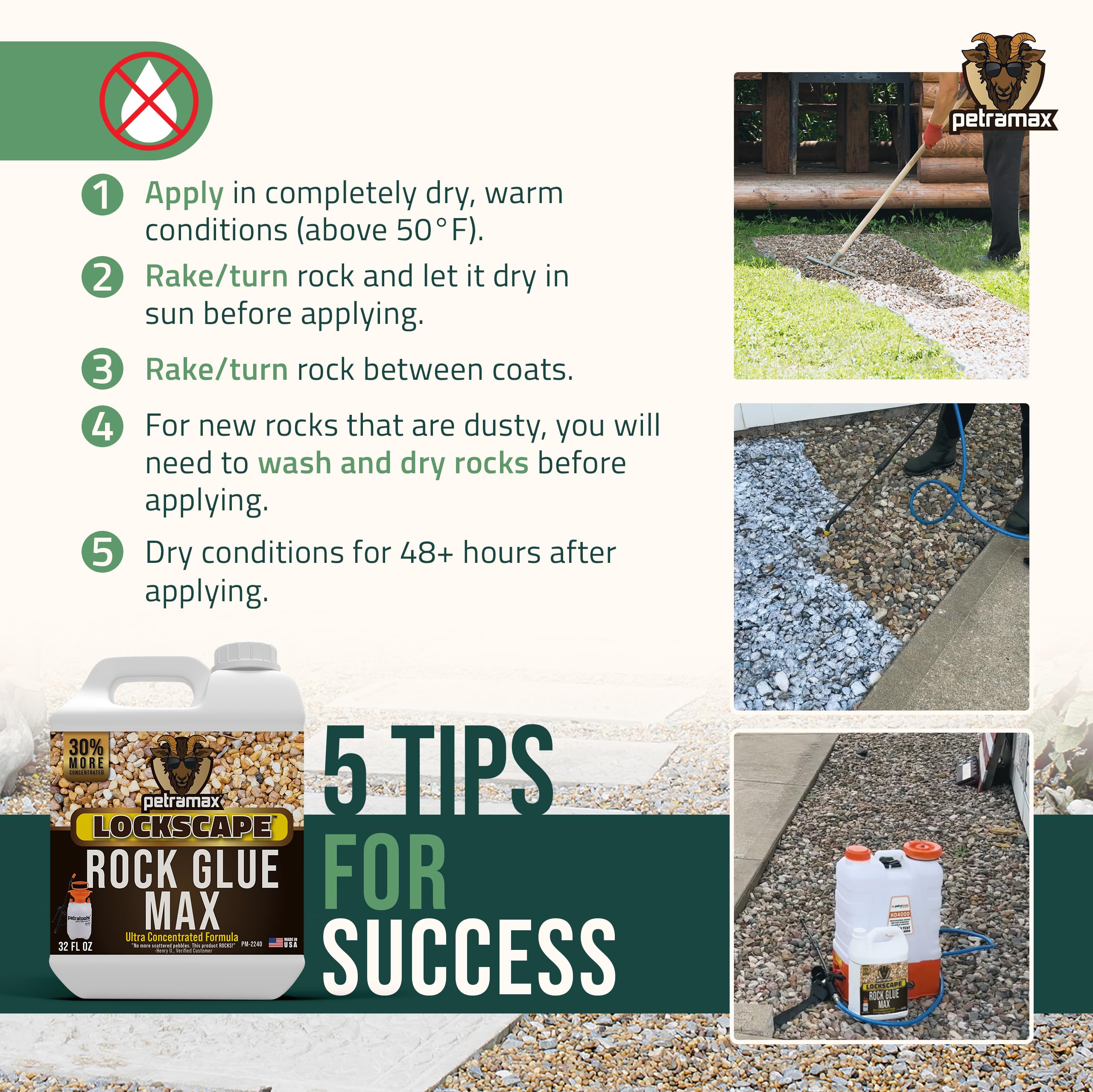 Coated gravel with Petra Max Rock Glue acts as a stabilizer on paths.