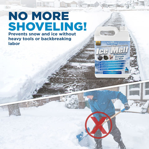 1-gallon Petra Ice Melt delivering coverage across 1000 sq ft of pavement