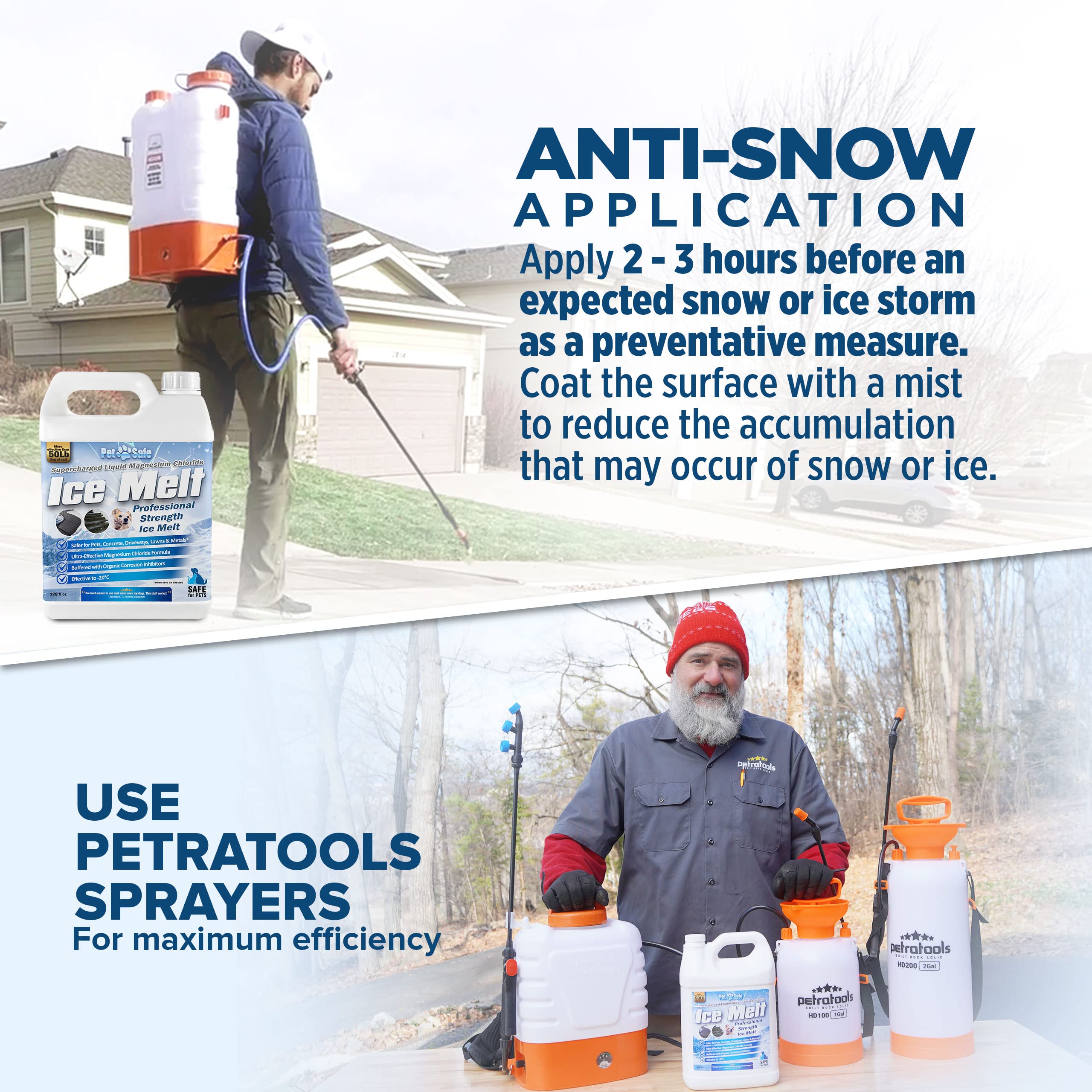 Petra Pet Safe Ice Melt showing paw-friendly formula on steps