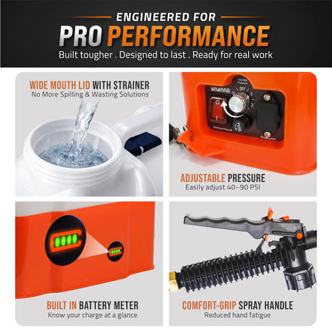 10Ah battery powering the PetraTools backpack sprayer