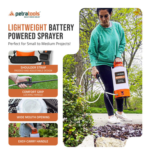PetraTools sprayer arrives with charger for quick out-of-the-box setup.