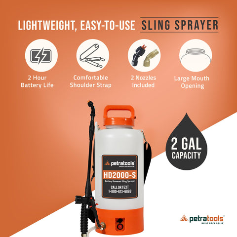 PetraTools padded shoulder strap reduces fatigue during long sprays.