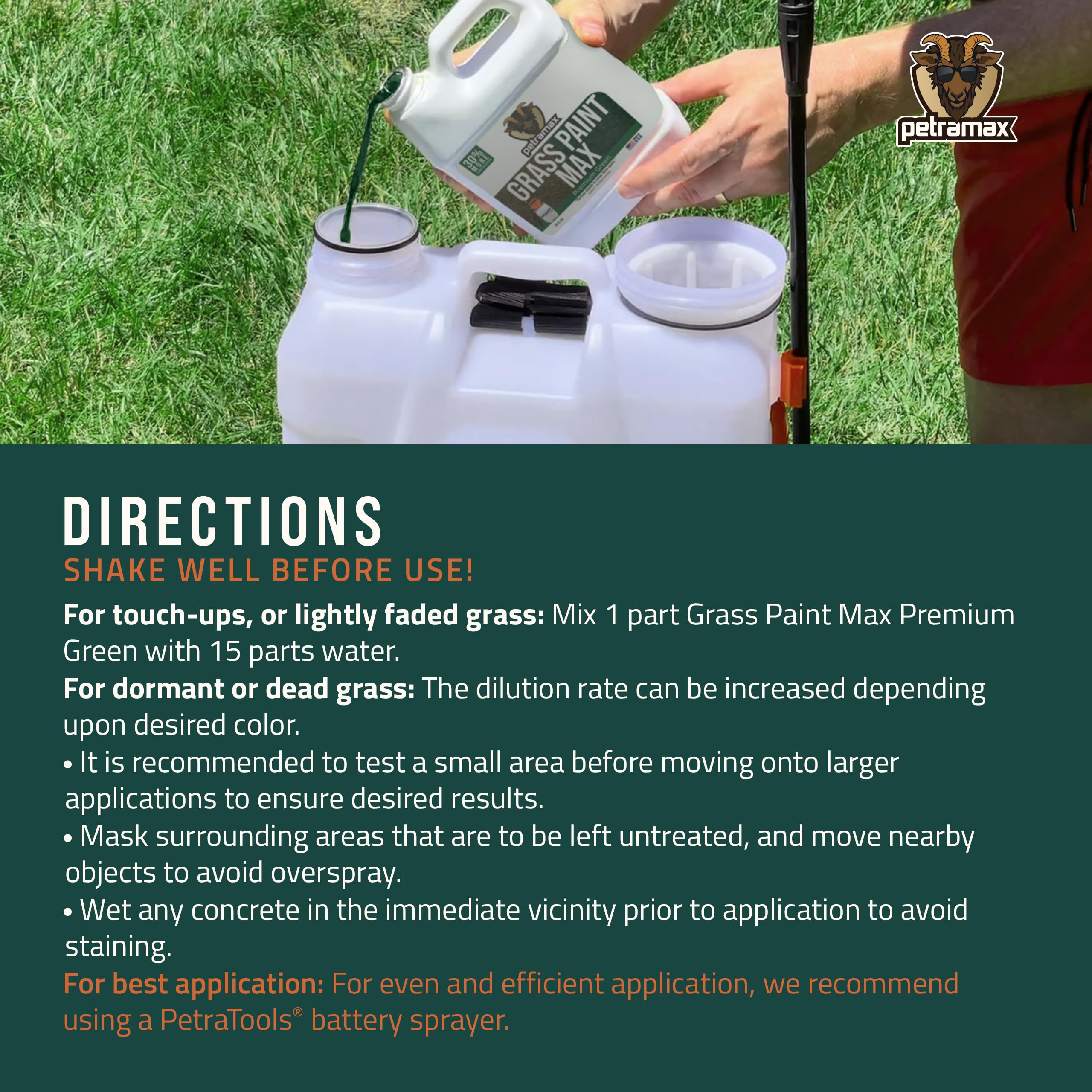 PetraMax lawn touchups in progress with fast-drying formula.