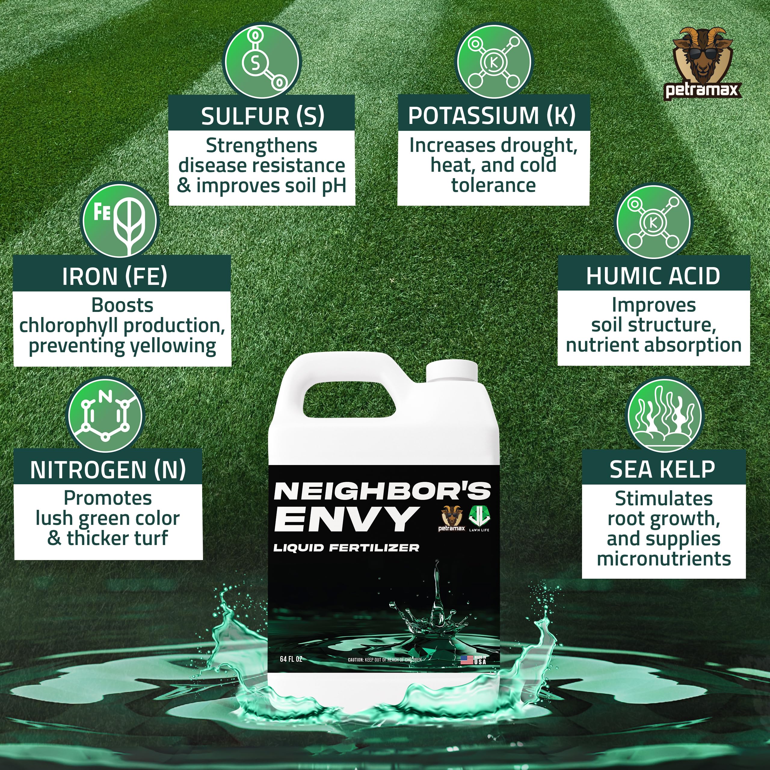 Soil enriched with humic acid, PetraMax Neighbor's Envy supports healthier roots.