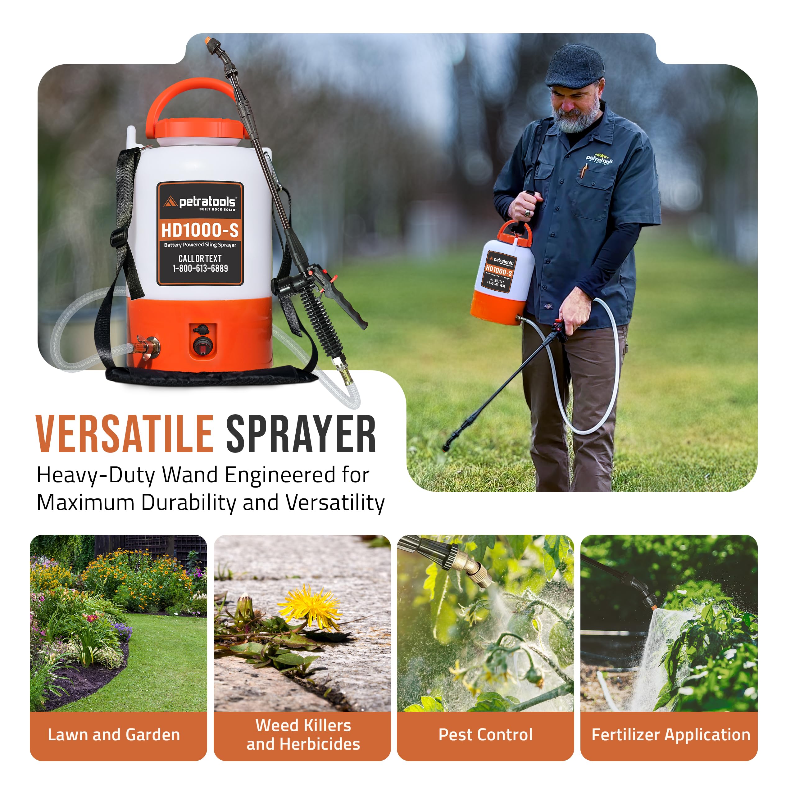PetraTools sprayer 4-foot hose; reach hard-to-access areas with ease.