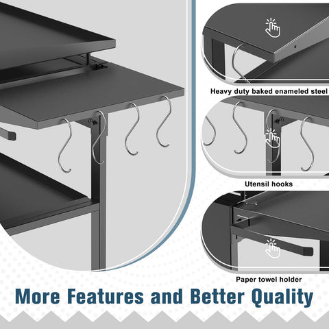 Petrirufun foldable side shelf on Blackstone 28-inch griddle, right mount for extra prep space