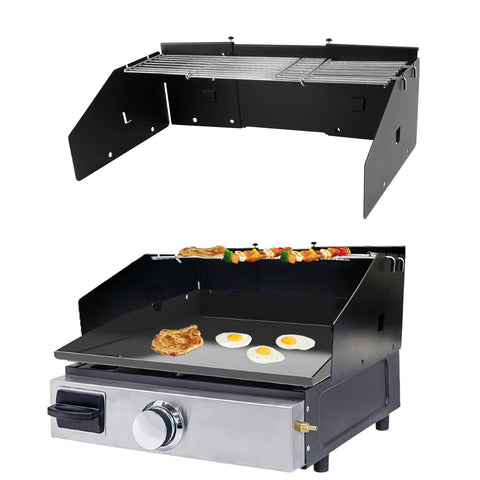 Petrirufun wind guard placed over the griddle to stabilize heat during windy cooking sessions