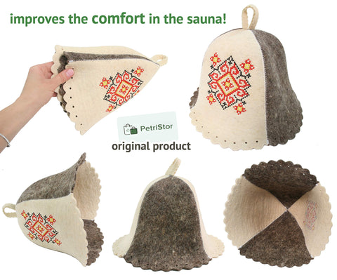 PetriStor durable felt material ensures long-lasting sauna cap use.