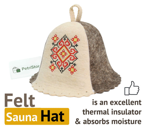 PetriStor gift-ready sauna hat for sauna enthusiasts and hosts.