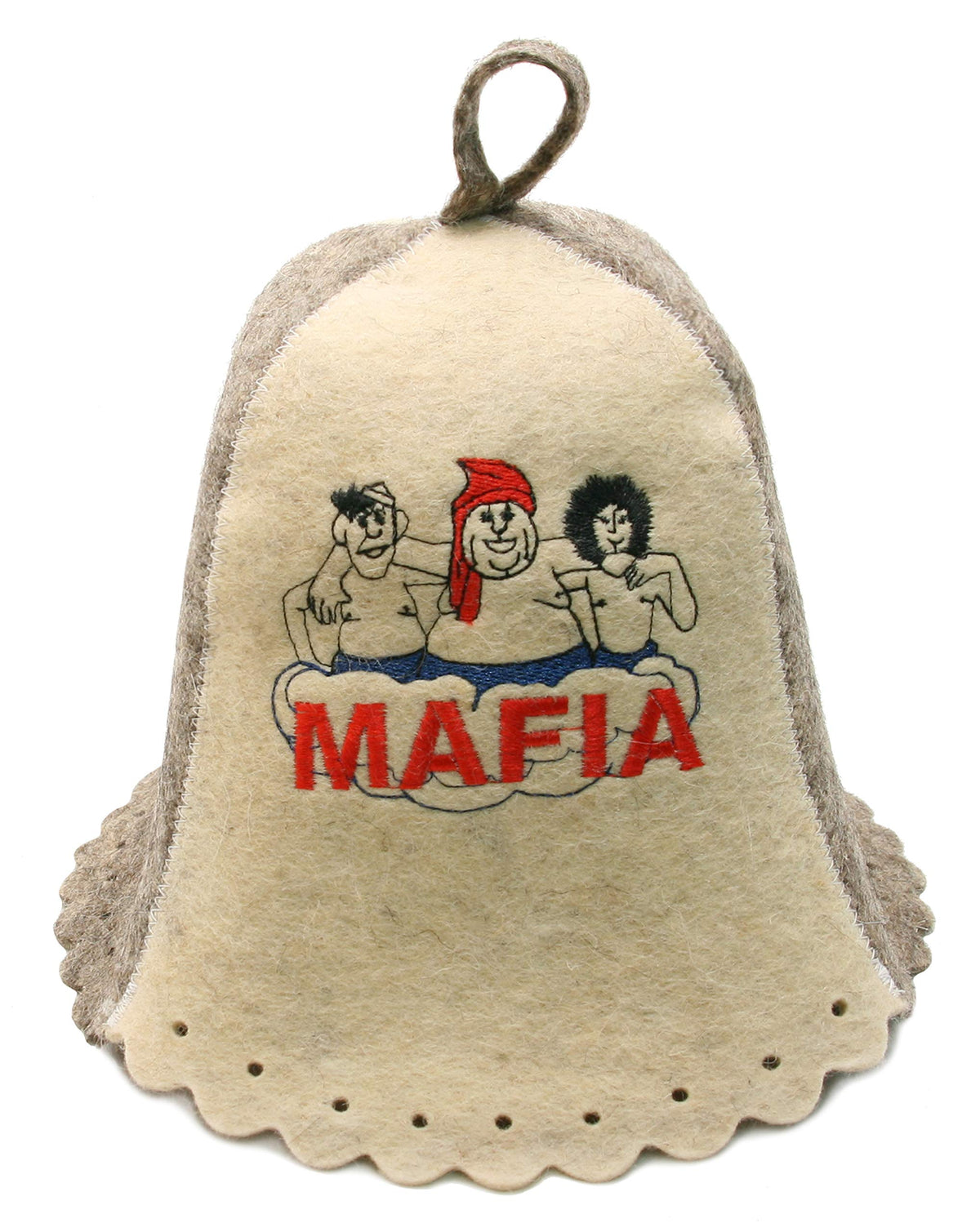 PetriStor wool sauna hat front view highlighting natural insulation for heat comfort.