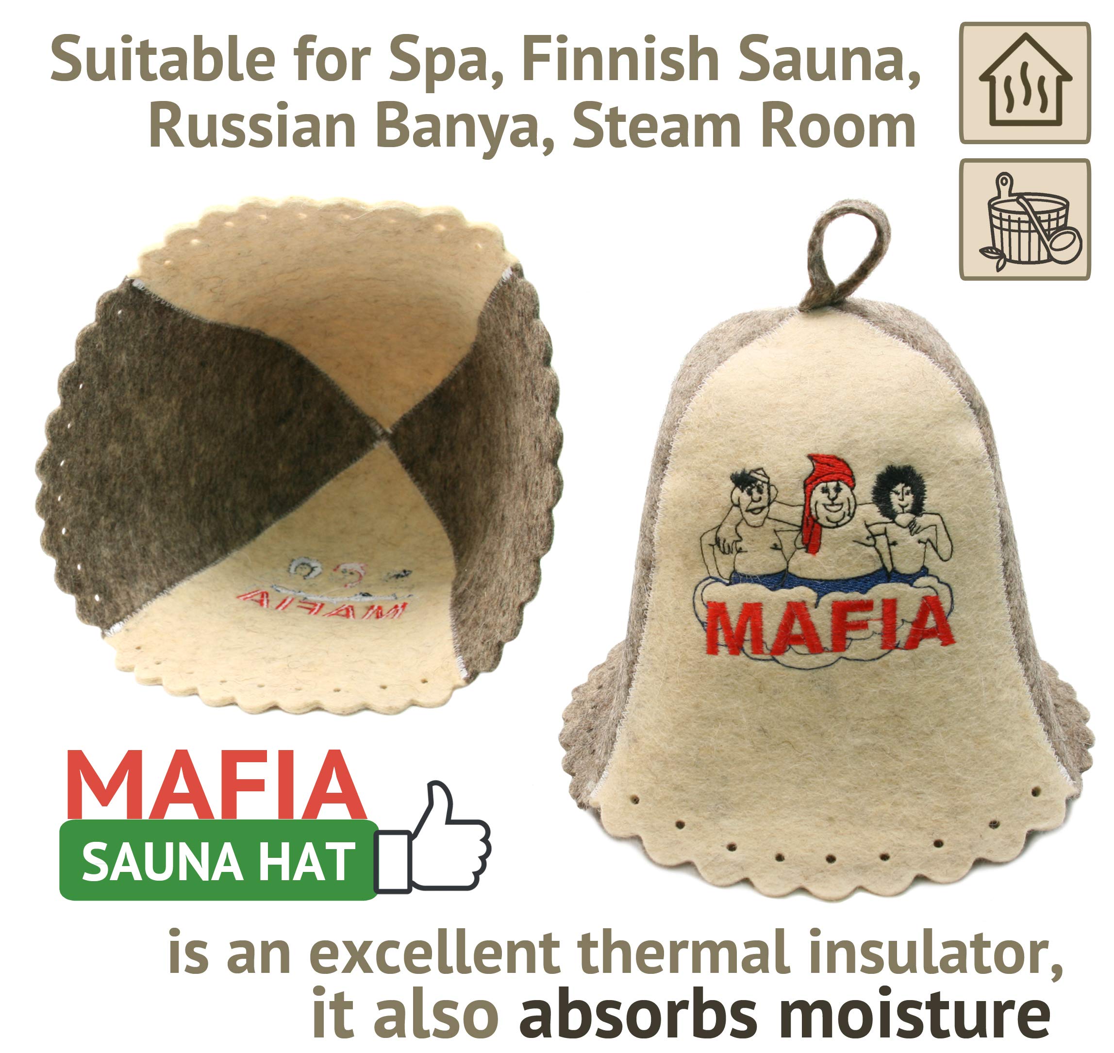 PetriStor wool sauna hat in a cozy home sauna setup for luxurious relaxation.