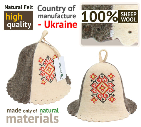 PetriStor wool sauna hat for men delivering reliable head protection.