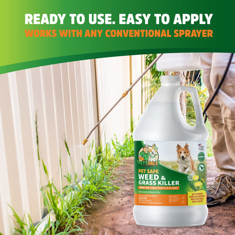 Pet's Pals Kid-safe yard spray near play area.