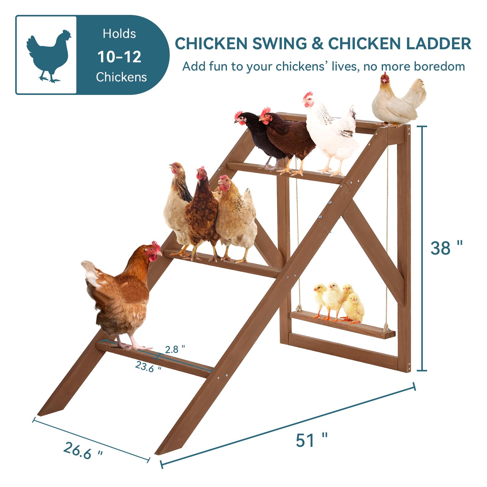 Petsfit chicken roosting bars with four perches support healthy rest