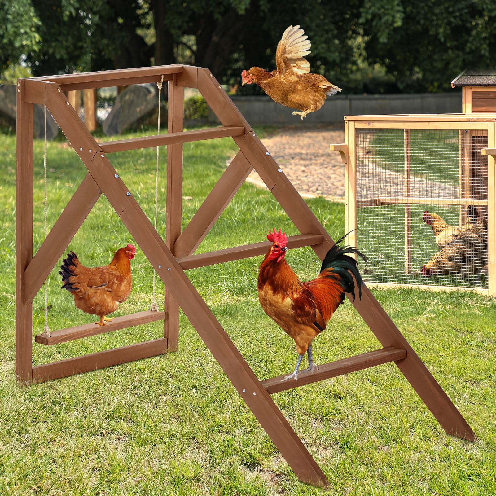 Petsfit sturdy wood construction highlights durable perch ideal for busy coops