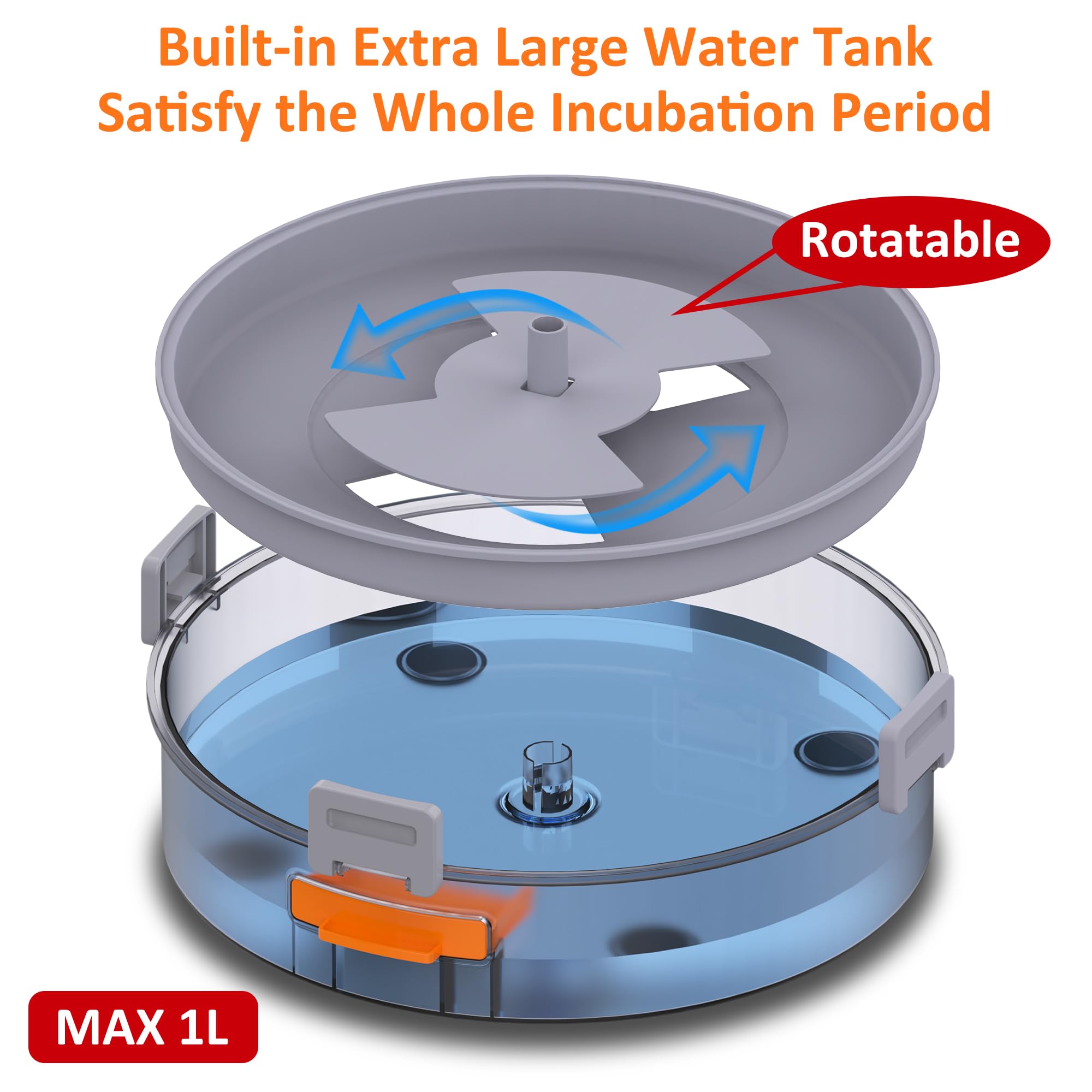 PETSFOND egg incubator automatic-water-pump sustains humidity without frequent refills