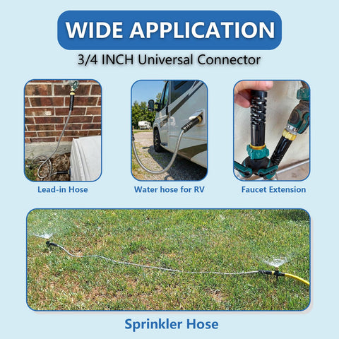 PETSWI hose reel and RV compatibility pictured for flexible extension.