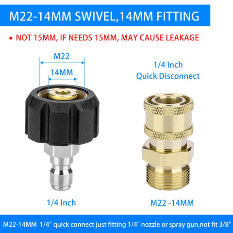 Petutu M22-14mm swivel fitting demonstrates secure, leak-free connection