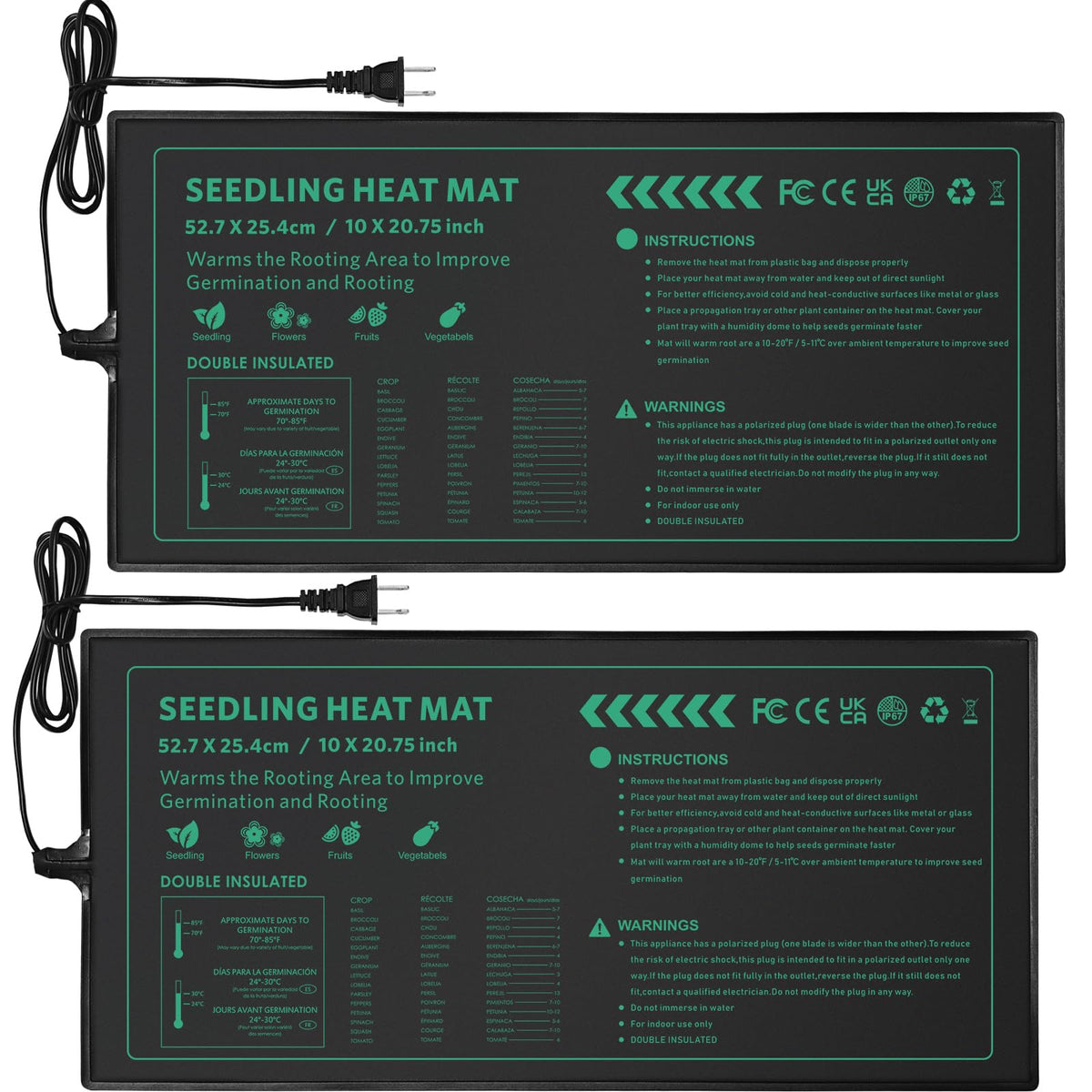Petzooka seedling heat mat beneath a seed tray for uniform germination
