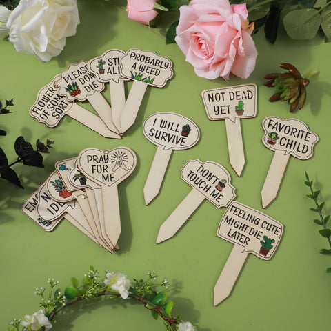 PEUTIER cute-pattern plant signs decorate beds and containers