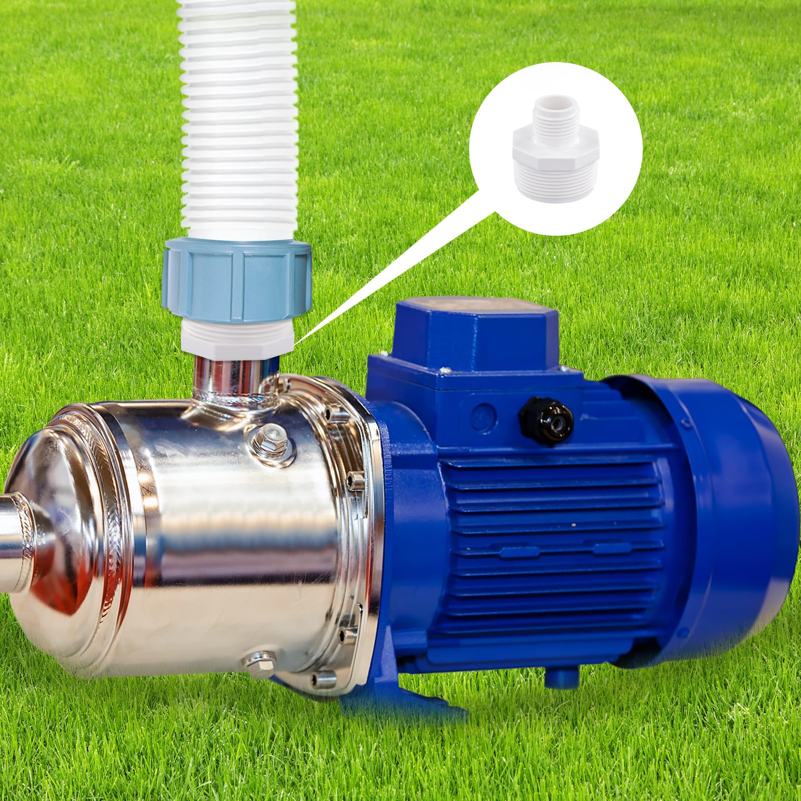 Peutier garden hose adapters enable versatile irrigation and drainage.