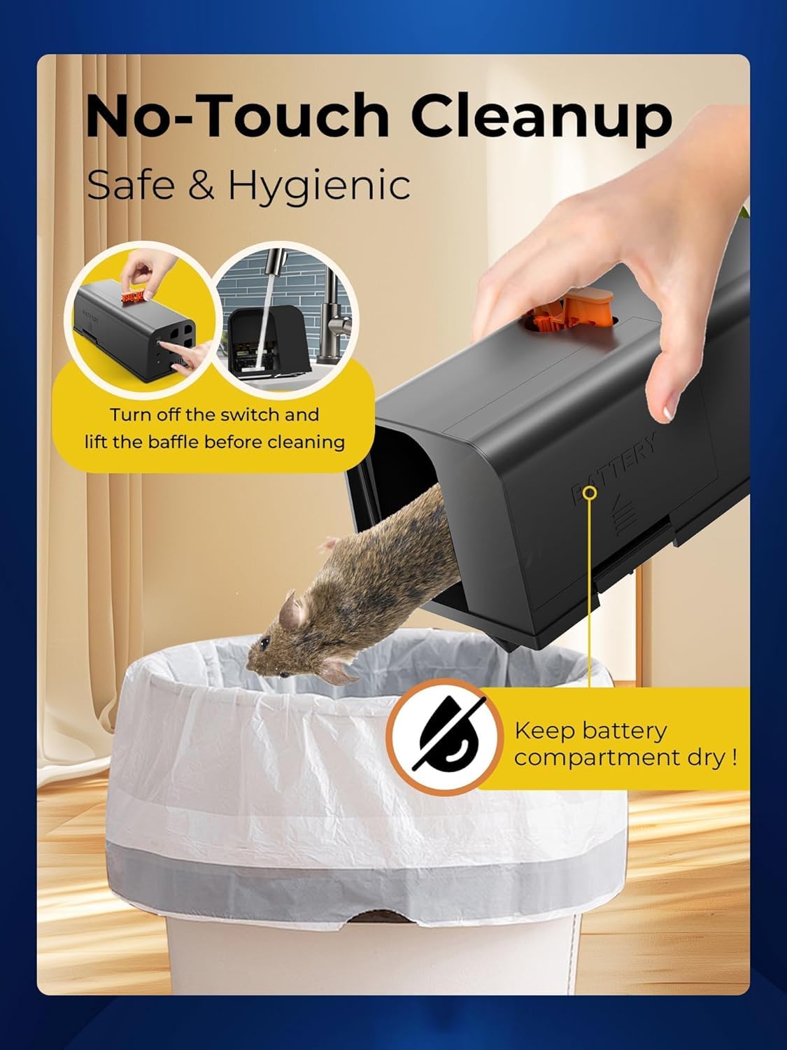 PEXPEL adapter-powered operation for continuous indoor use.