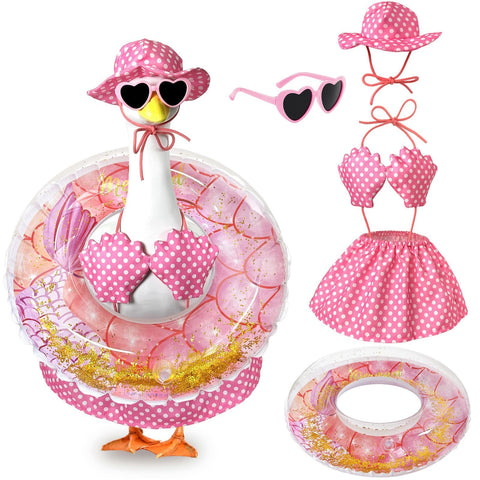 Pextian Hawaiian Porch Goose Outfit hat enhances outdoor decor with playful charm.