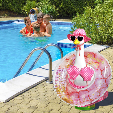 Pextian Hawaiian Porch Goose Outfit heart sunglasses add whimsy and character.