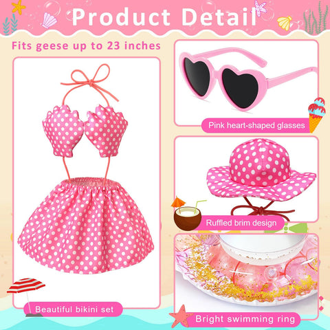 Pextian Hawaiian Porch Goose Outfit pink bikini highlights vibrant color for sunny garden scenes.