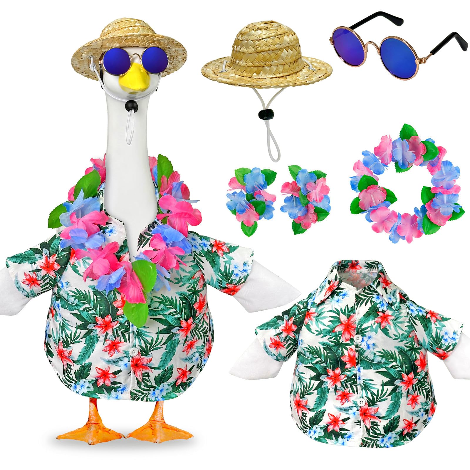 Pextian Hawaiian Porch Goose Shirt adds tropical style to sunny yard displays.