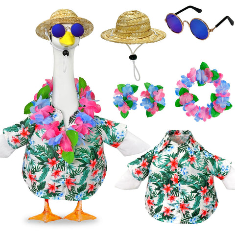 Pextian Hawaiian Porch Goose Shirt adds tropical style to sunny yard displays.